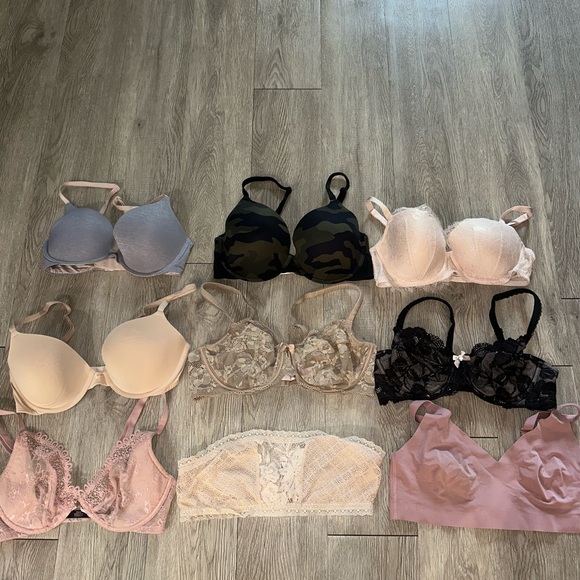 Victoria's Secret Other - Victoria’s Secret Lot 9 PINK Lace Padded Push Up Bra 34 D